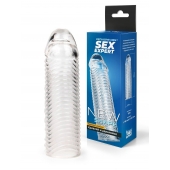 Прозрачная закрытая насадка на пенис с ребрышками - 16 см. - Sex Expert - в Пензе купить с доставкой