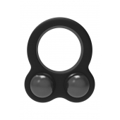 Черное эрекционное кольцо с утяжелителями Cockring Dual Weight - Dream Toys - в Пензе купить с доставкой
