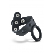 Черное эрекционное кольцо с подхватом мошонки на кнопках VS6 - Blush Novelties - в Пензе купить с доставкой