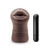 Коричневый мастурбатор-ротик Krystal Vibrating Masturbator - Blush Novelties - в Пензе купить с доставкой