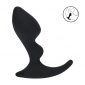 Черная анальная пробка для массажа простаты Double Ripple Silicone Prostate Massager - Shots Media BV - в Пензе купить с доставкой