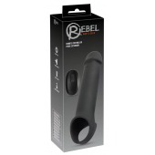 Черная вибронасадка для пениса с хомутом для мошонки и пультом ДУ Remote Controlled Penis Extension - Orion - в Пензе купить с доставкой