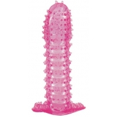 Гелевая розовая насадка с шипами - 12 см. - Toyfa Basic - в Пензе купить с доставкой