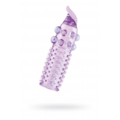 Гелевая фиолетовая насадка с шариками, шипами и усиком - 11 см. - Toyfa Basic - в Пензе купить с доставкой