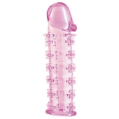 Гелевая розовая насадка на фаллос с шипами - 12 см. - Toyfa Basic - в Пензе купить с доставкой