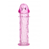 Гладкая розовая насадка с усиками под головкой - 12,5 см. - Toyfa Basic - в Пензе купить с доставкой