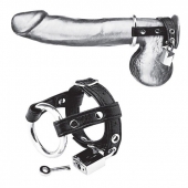 Утяжка на пенис на замочке Duo Cock And Ball Lock - BlueLine - купить с доставкой в Пензе