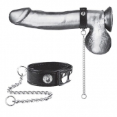 Утяжка на пенис с поводком Snap Cock Ring With 12  Leash - BlueLine - купить с доставкой в Пензе