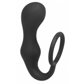 Чёрное эрекционное кольцо с анальной пробкой Double Pleasure Anal Plug - Lola Games - в Пензе купить с доставкой