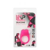 Розовое эрекционное кольцо с щеточкой LIT-UP SILICONE STIMU RING 5 - Dream Toys - в Пензе купить с доставкой