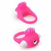Розовое эрекционное кольцо с щеточкой LIT-UP SILICONE STIMU RING 5 - Dream Toys - в Пензе купить с доставкой