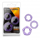 Набор из 3 фиолетовых эрекционных колец Stay Hard Beaded Cockrings - Blush Novelties - в Пензе купить с доставкой