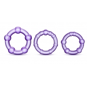 Набор из 3 фиолетовых эрекционных колец Stay Hard Beaded Cockrings - Blush Novelties - в Пензе купить с доставкой