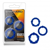 Набор из 3 синих эрекционных колец Stay Hard Beaded Cockrings - Blush Novelties - в Пензе купить с доставкой