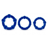 Набор из 3 синих эрекционных колец Stay Hard Beaded Cockrings - Blush Novelties - в Пензе купить с доставкой
