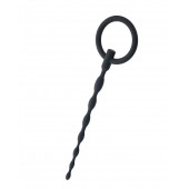 Чёрный уретральный плаг с кольцом - ToyFa - купить с доставкой в Пензе