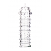 Прозрачная насадка на пенис TOYFA A-Toys с ребрами и точками - 15,3 см. - A-toys - в Пензе купить с доставкой