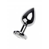 Серебристая анальная пробка с прозрачным кристаллом-сердцем - 8 см. - ToyFa - купить с доставкой в Пензе