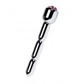 Серебристый уретральный плаг со стразом - 7 см. - ToyFa - купить с доставкой в Пензе