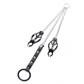 Черно-серебристые зажимы для сосков с кольцом для пениса TOYFA Metal - ToyFa - купить с доставкой в Пензе