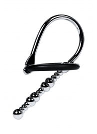 Серебристый уретральный плаг-бусины TOYFA Metal с мягким фиксириющим кольцом - ToyFa - купить с доставкой в Пензе