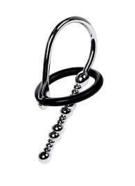 Серебристый уретральный плаг-бусины TOYFA Metal с мягким фиксириющим кольцом - ToyFa - купить с доставкой в Пензе