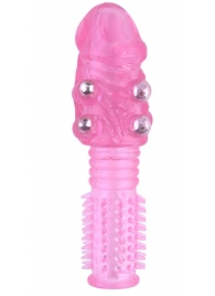 Стимулирующая розовая насадка с шишечками и шипами - 13,5 см. - Toyfa Basic - в Пензе купить с доставкой