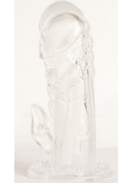 Прозрачная гелевая насадка с клиторальным отростком - 13 см. - Toyfa Basic - в Пензе купить с доставкой
