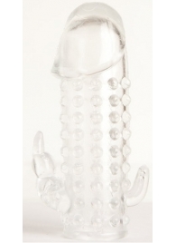 Гелевая прозрачная насадка с 2 отростками - 13 см. - Toyfa Basic - в Пензе купить с доставкой