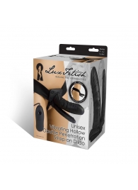 Полый страпон с двумя отростками и вибрацией Unisex Vibrating Hollow Strap-On Double Penetrating Dildo - 17,8 см. - Lux Fetish - купить с доставкой в Пензе