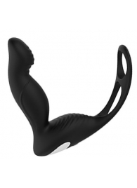 Черный вибромассажер простаты P-PLEASER W ERECTION ENHANCE - Dream Toys - в Пензе купить с доставкой