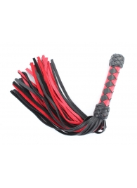 Черно-красная клеть с плетеной ручкой с ромбовидным узором - 45 см. - БДСМ Арсенал - купить с доставкой в Пензе