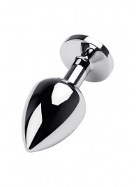 Серебристая коническая анальная пробка с красным кристаллом - 8 см. - ToyFa - купить с доставкой в Пензе