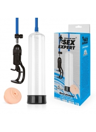 Прозрачная вакуумная помпа Sex Expert с насадкой-вагиной - Sex Expert - в Пензе купить с доставкой