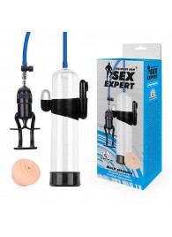 Прозрачная вакуумная вибропомпа Sex Expert с насадкой-вагиной - Sex Expert - в Пензе купить с доставкой