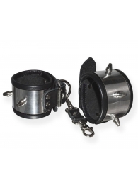 Серебристо-черные наручники с шипами и металлическим блеском - Sitabella - купить с доставкой в Пензе