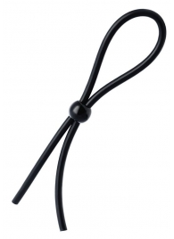 Черное лассо на пенис с одной бусиной - A-toys - в Пензе купить с доставкой