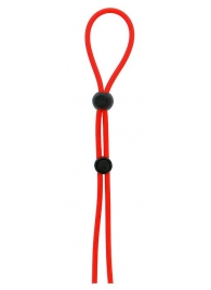 Красное лассо на пенис с двумя бусинами STRETCHY LASSO CAGE - Dream Toys - в Пензе купить с доставкой