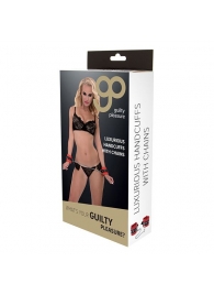 Красно-чёрные наручники на металлической цепочке - Blush Novelties - купить с доставкой в Пензе