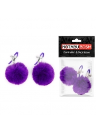 Зажимы для сосков с фиолетовым пушком - Notabu - купить с доставкой в Пензе