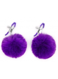 Зажимы для сосков с фиолетовым пушком - Notabu - купить с доставкой в Пензе