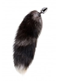 Серебристая металлическая анальная втулка с хвостом чернобурой лисы - размер S - ToyFa - купить с доставкой в Пензе