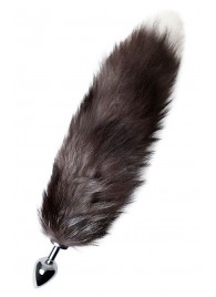 Серебристая металлическая анальная втулка с хвостом чернобурой лисы - размер S - ToyFa - купить с доставкой в Пензе