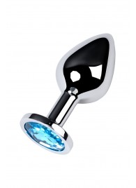 Серебристая конусовидная анальная пробка с голубым кристаллом - 8 см. - ToyFa - купить с доставкой в Пензе