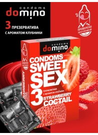 Презервативы для орального секса DOMINO Sweet Sex с ароматом клубничного коктейля  - 3 шт. - Domino - купить с доставкой в Пензе