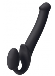Черный безремневой страпон Silicone Bendable Strap-On M - Strap-on-me - купить с доставкой в Пензе