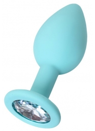 Мятная анальная пробка с прозрачным кристаллом Brilliant - 7 см. - ToyFa - купить с доставкой в Пензе