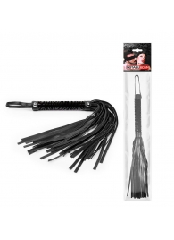 Черная гладкая плеть-флоггер с ручкой - 40 см. - Notabu - купить с доставкой в Пензе