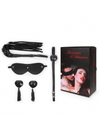 Эротический набор в черном цвете: маска, кляп, пэстисы, плётка - Notabu - купить с доставкой в Пензе