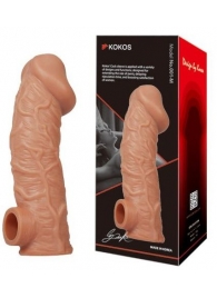 Телесная насадка на фаллос с отверстием для мошонки EXTREME SLEEVE - 17,6 см. - KOKOS - в Пензе купить с доставкой